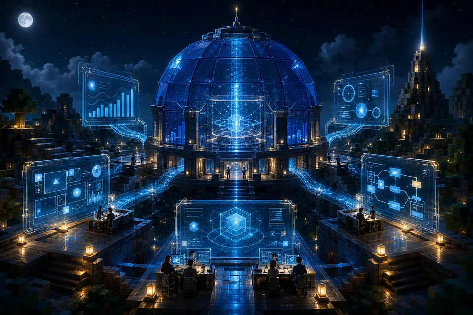 Sapphire glass intelligence forms representing connected measurement and learning