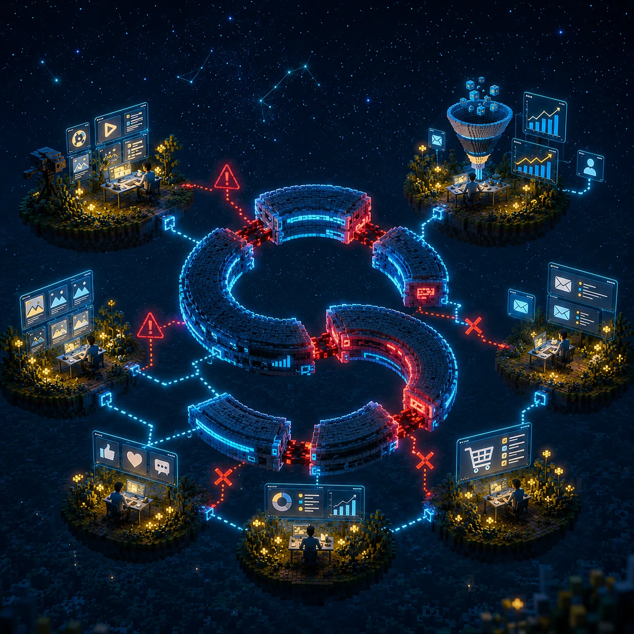 Disconnected marketing channels orbiting a fragmented sapphire system